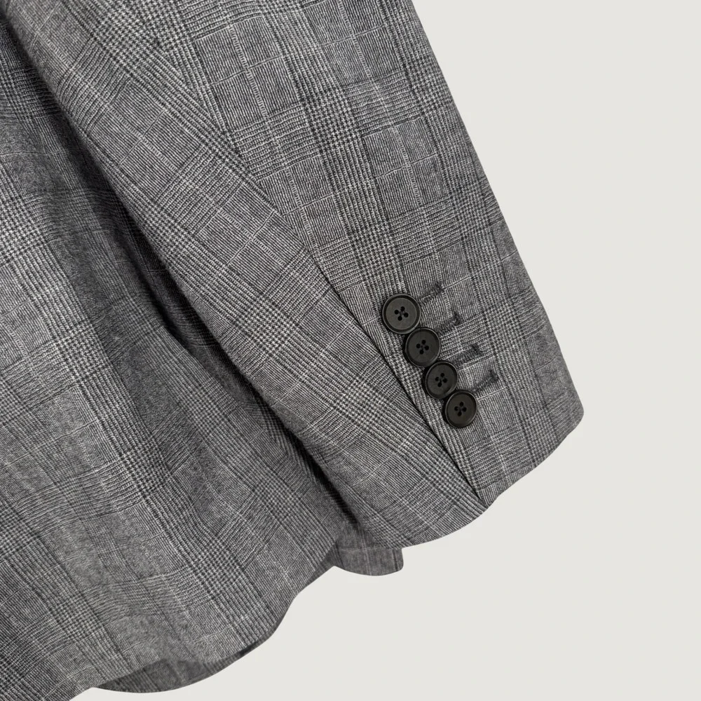 GANT Wool Plaid Slim Blazer Gray Windowpane Two Button Sport Coat US‎ 38 EU 48